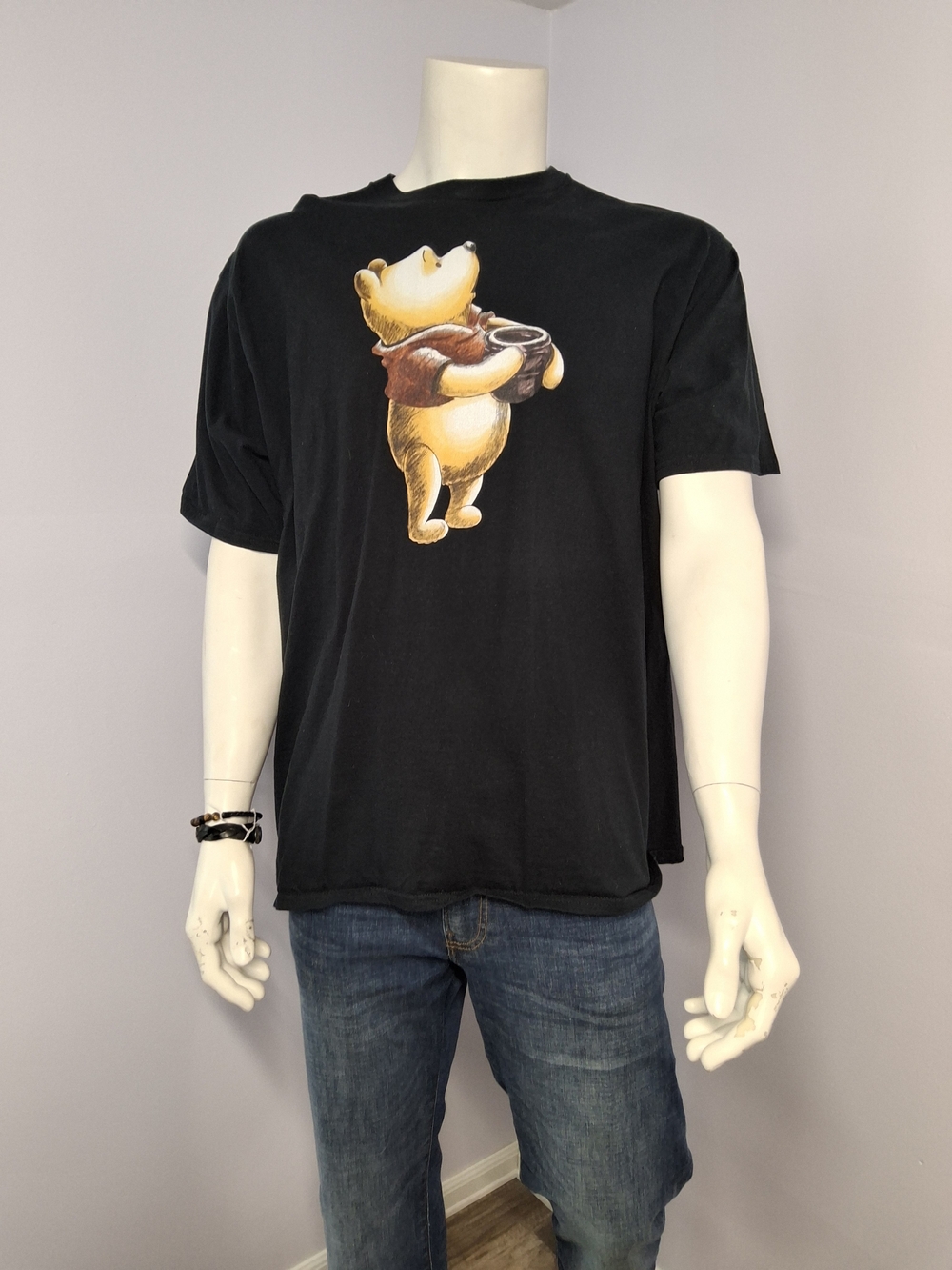Port and Company Black Short-Sleeve Pooh Graphic Tee